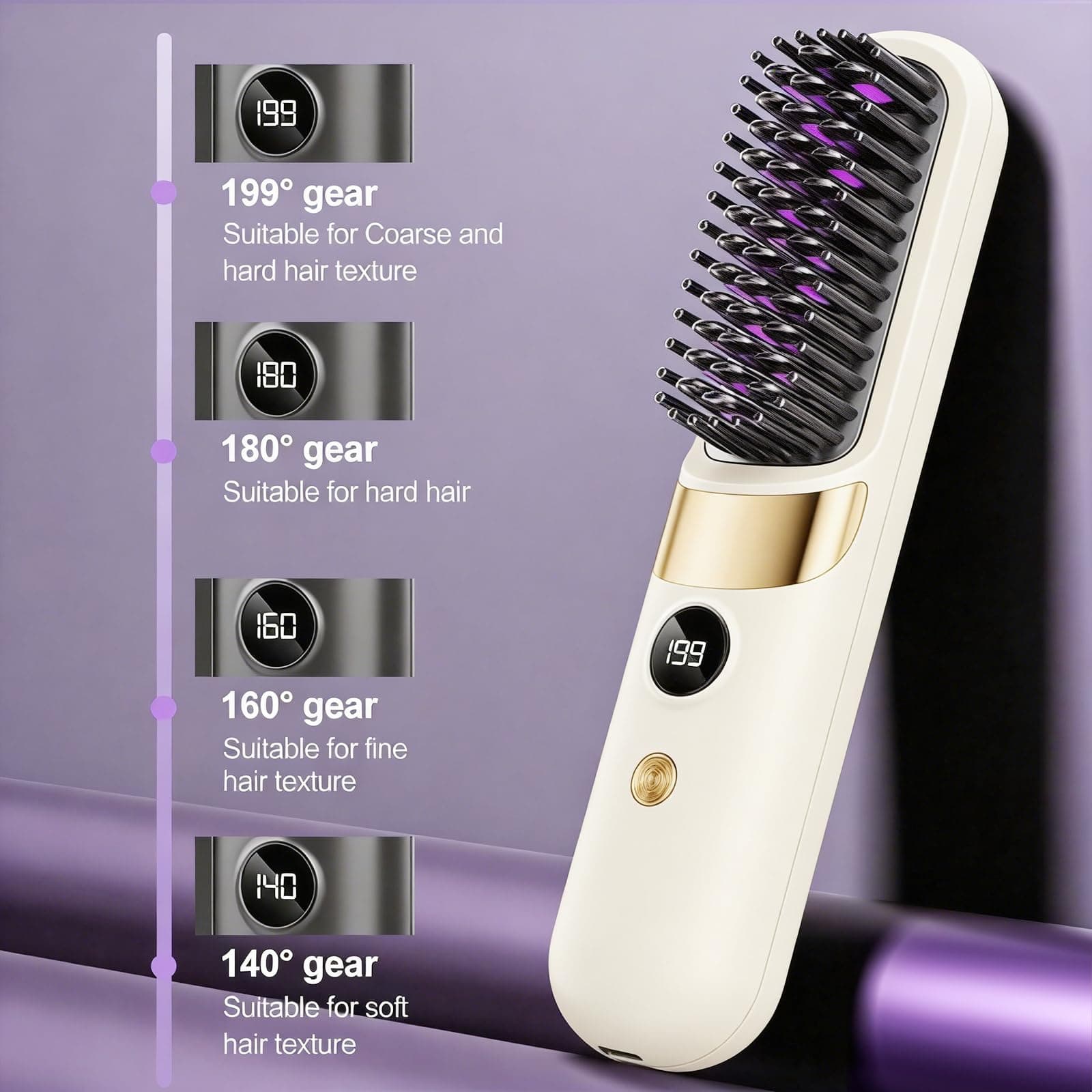 Quick Styling Wireless Straightening Brush – 2026 Cordless Hair Comb For On-the-Go Touch-Up, 30s Fast Heat, Ionic &