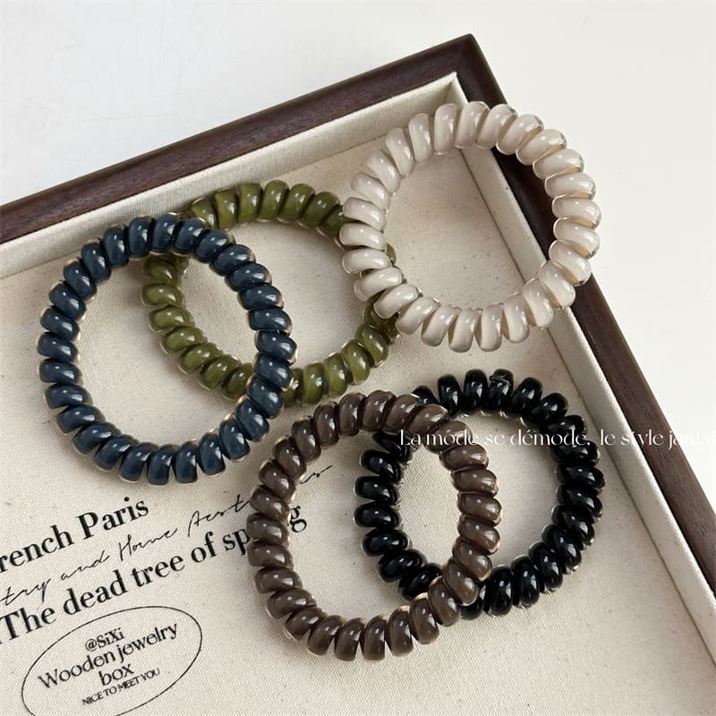 Glass Bright Color Simple High Elastic Basic Telephone Line Hair Band Hair Rope New All-match Head Rope Ponytail Head Rope