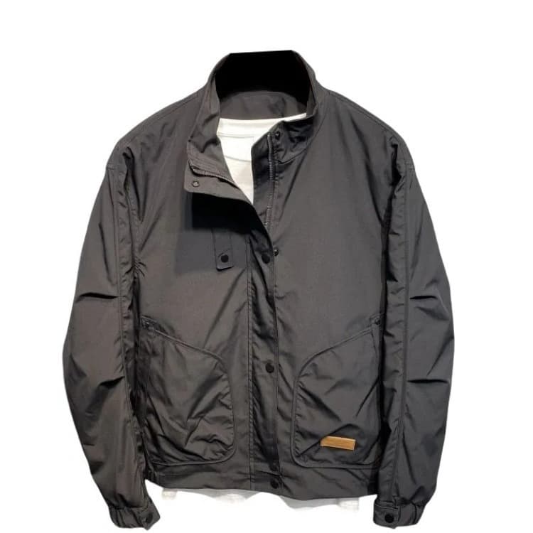 ​Men's Spring Workwear Jacket - Trendy Stand Collar Zip-Up Coat, Slim Fit Casual Streetwear With Button Details (Black/Green, M-3XL)​
