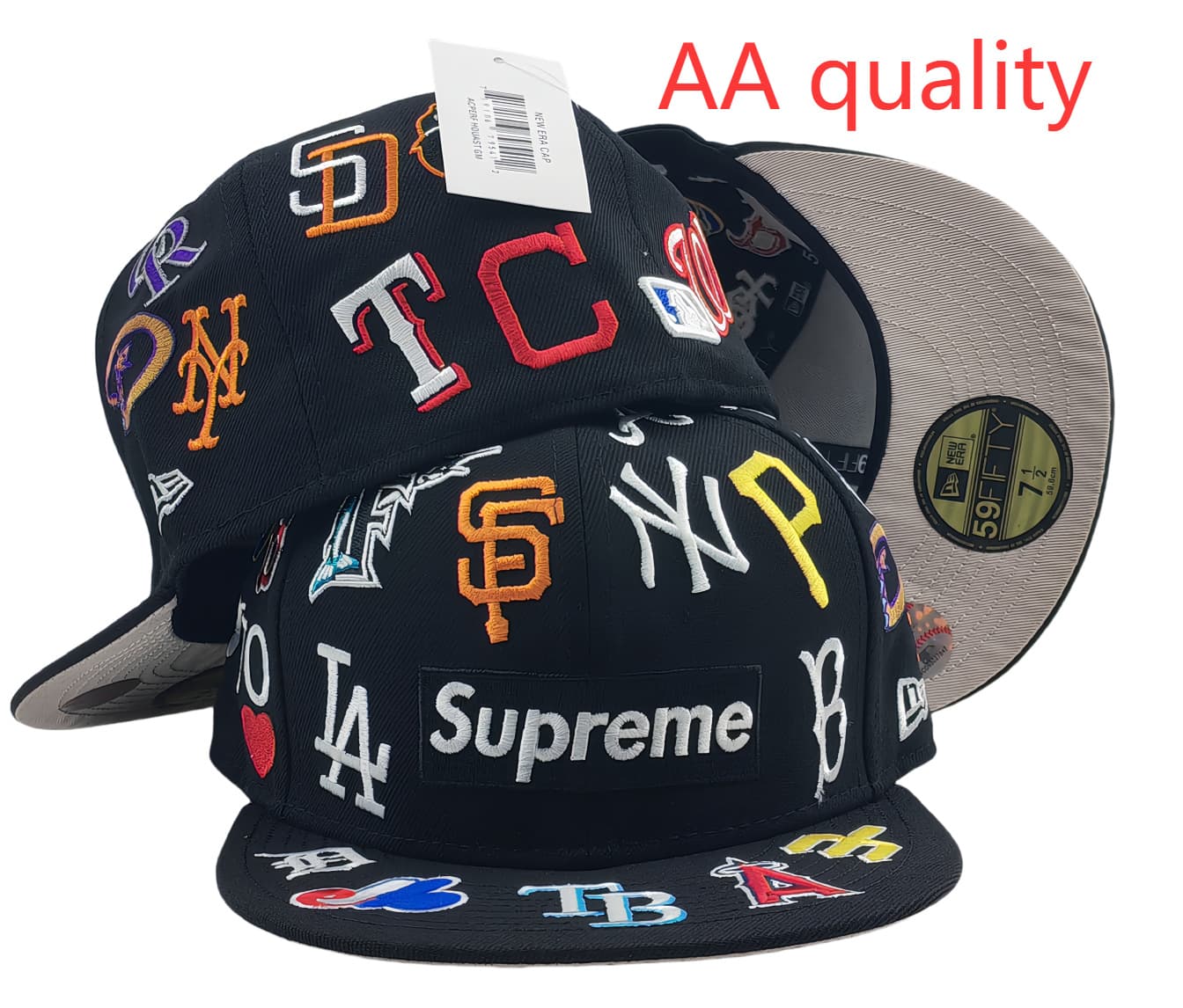 Casquette de baseball tendance 2025, modèle AA, taille unique, visière plate, idéale pour les équipes de commerce extérieur transfrontalier.