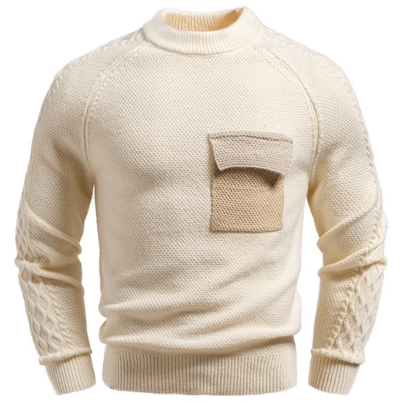 Pure Men's Autumn Winter New Loose Casual Twisted Knit Trendy Fashion Pullover Pocket Sweater Top