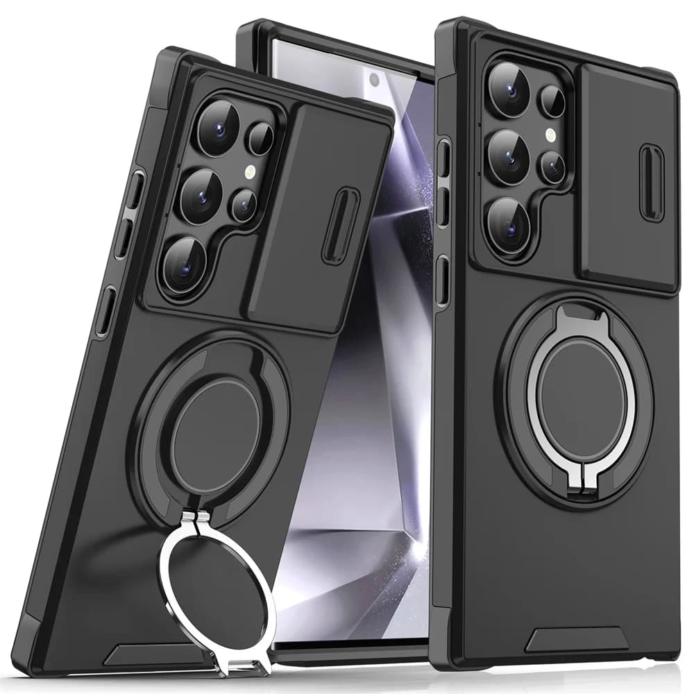 Slide Camera Protection Magnetic Stand Phone Case for Samsung S24 S23 Plus S21 S22 Ultra S20 FE A54 A23 A15 A14 Defender Cover