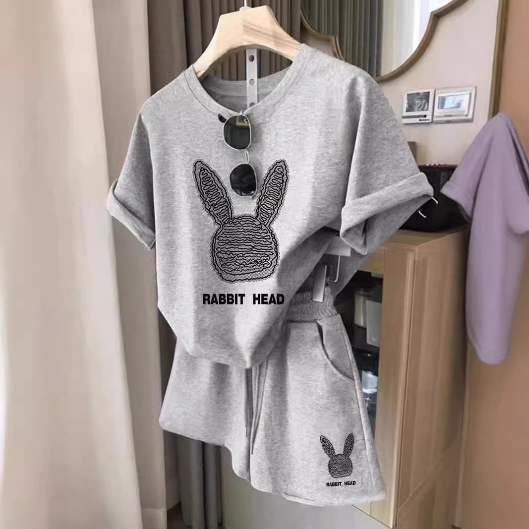 Women's Clothing Loose Sports Casual Running Suit Fashionable Versatile Age Reducing Short Sleeved Shorts Two Piece Suit
