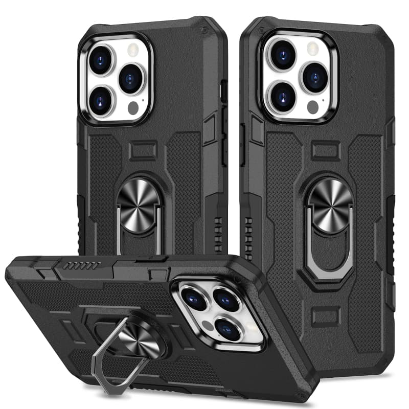 Luxury Solid Color 360 ° Rotating Metal Car Holder Ring Phone Case For iPhone 16 Pro Max 14 11 12 13 15 Pro Max Shockproof Cover