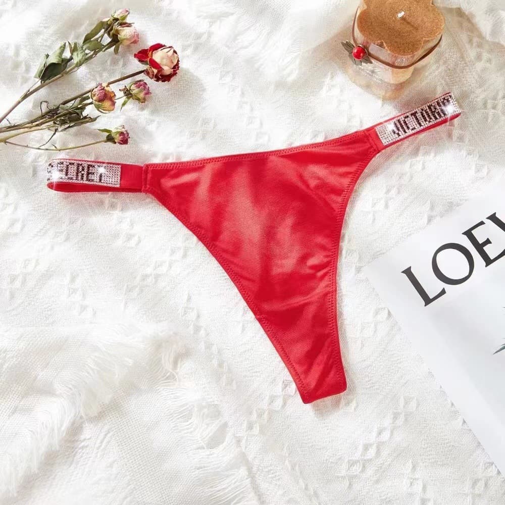 Sans couture VS lettre Glitter G String String culotte femme