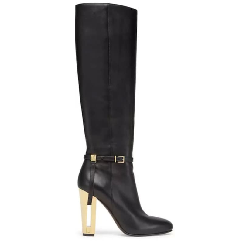 Chaussures à talons hauts et épais en métal à tête ronde CMY Temperament