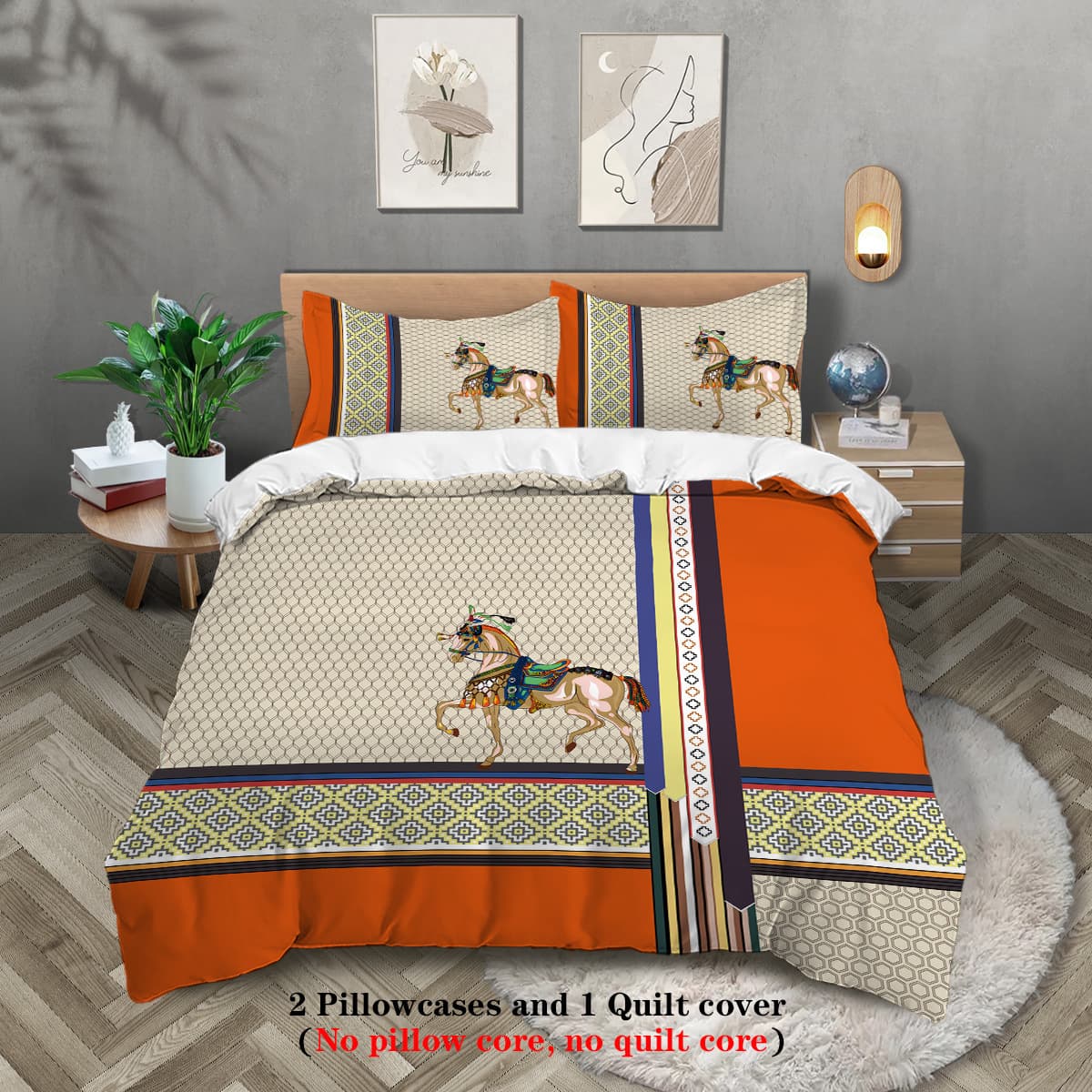 Luxury 3-Piece Microfiber Bedding Set - Digital Printed Duvet Cover & Pillowcases (Queen/King Size, Hypoallergenic, Ultra-Soft, Machine Washable)