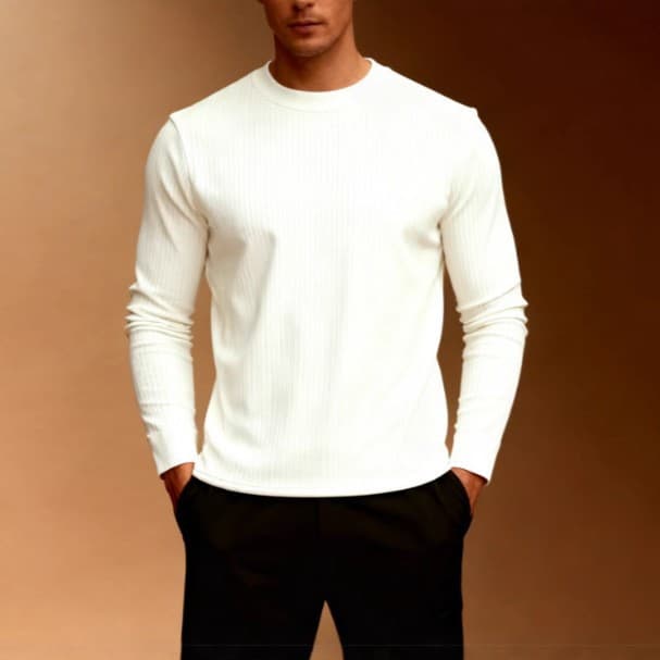 Men's Long Sleeve T-Shirt – Streetwear Style, Slim Fit, Polyester Blend, Breathable & Comfortable, Striped Casual Tee