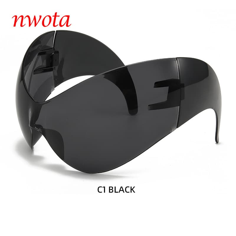 Large Frame Sports Sunglasses Personality One Piece Novel Cat Eye Alien Cycling Glasses