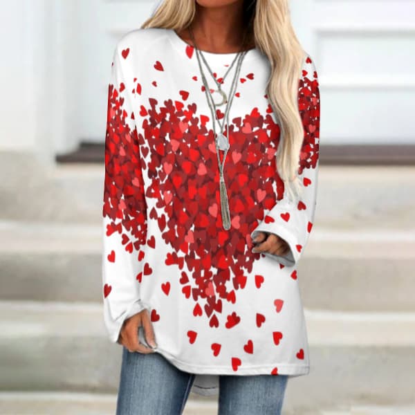 Women's Fashion Round Neck 3d Digital Printed Long Sleeve T-shirt Top