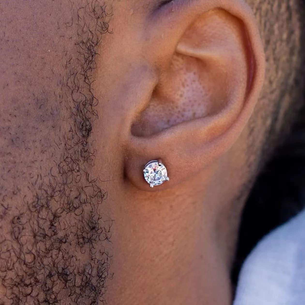 Men And Women's Jewelry - Classic Round Cubic Zirconia Hip Hop Earrings With 925 Sterling Silver Hypoallergenic Studs