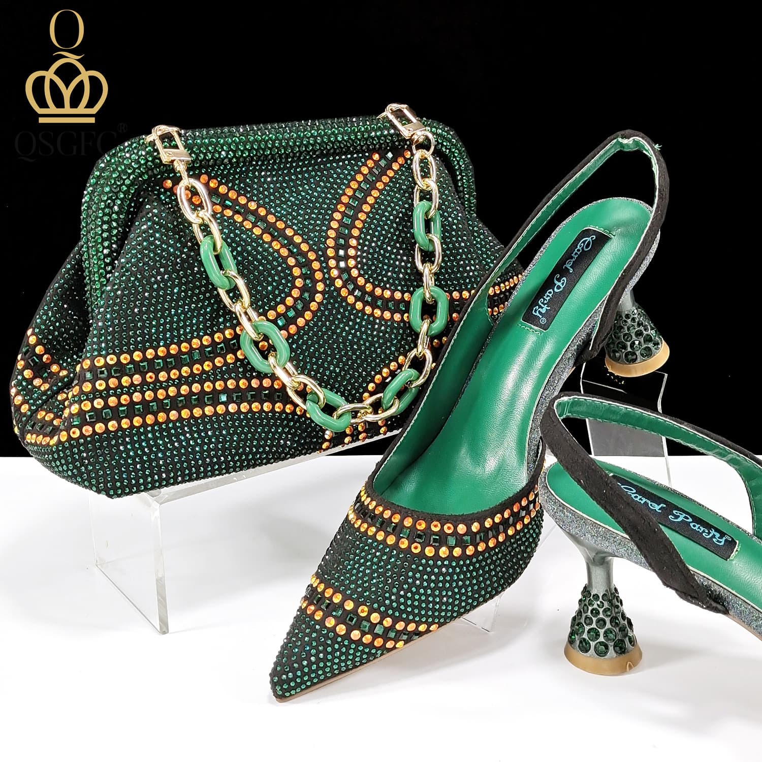 Women’s Shoes Pointed toe ladies shoe bag set soft bag shallow mouth high heels fashionable and simple set