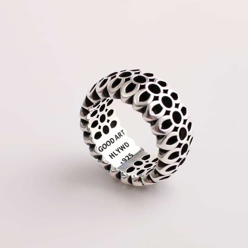 Cherry Blossom Star Hollow For Men And Women, INS Style Thai Silver Abacus Fashionable Bold Open Ring Gift