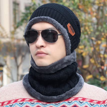 hot selling knitted wool hat, scarf and gloves three piece set Winter warm suit