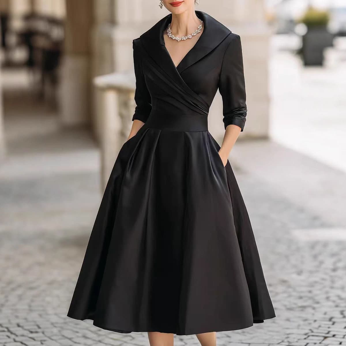 Women's Elegant High-Waisted Maxi Dress - Polyester Formal Long Sleeve Bodycon Dress With Asymmetrical Hem​