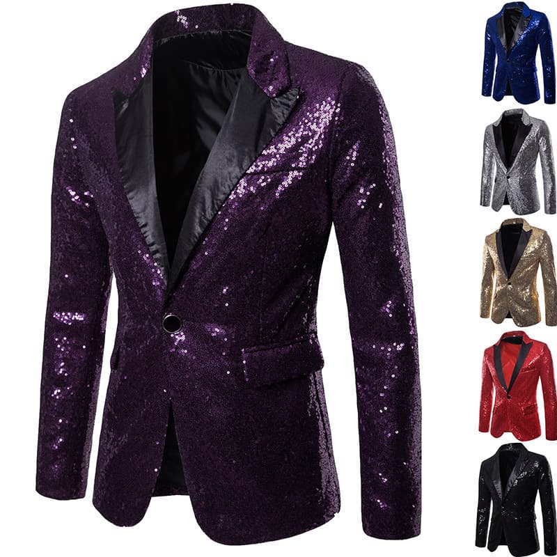 Men's Clothing Gold Sequin Suit Suit Nightclub Men Host Emcee Studio Jacket Men