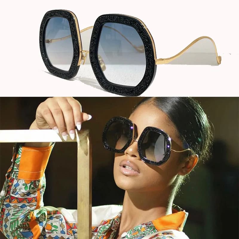 Brand Sunglasses Designer Woman Metal Temple Elements Embellished Round Frame SSON Anti-UV400 Fashion eyeglasses