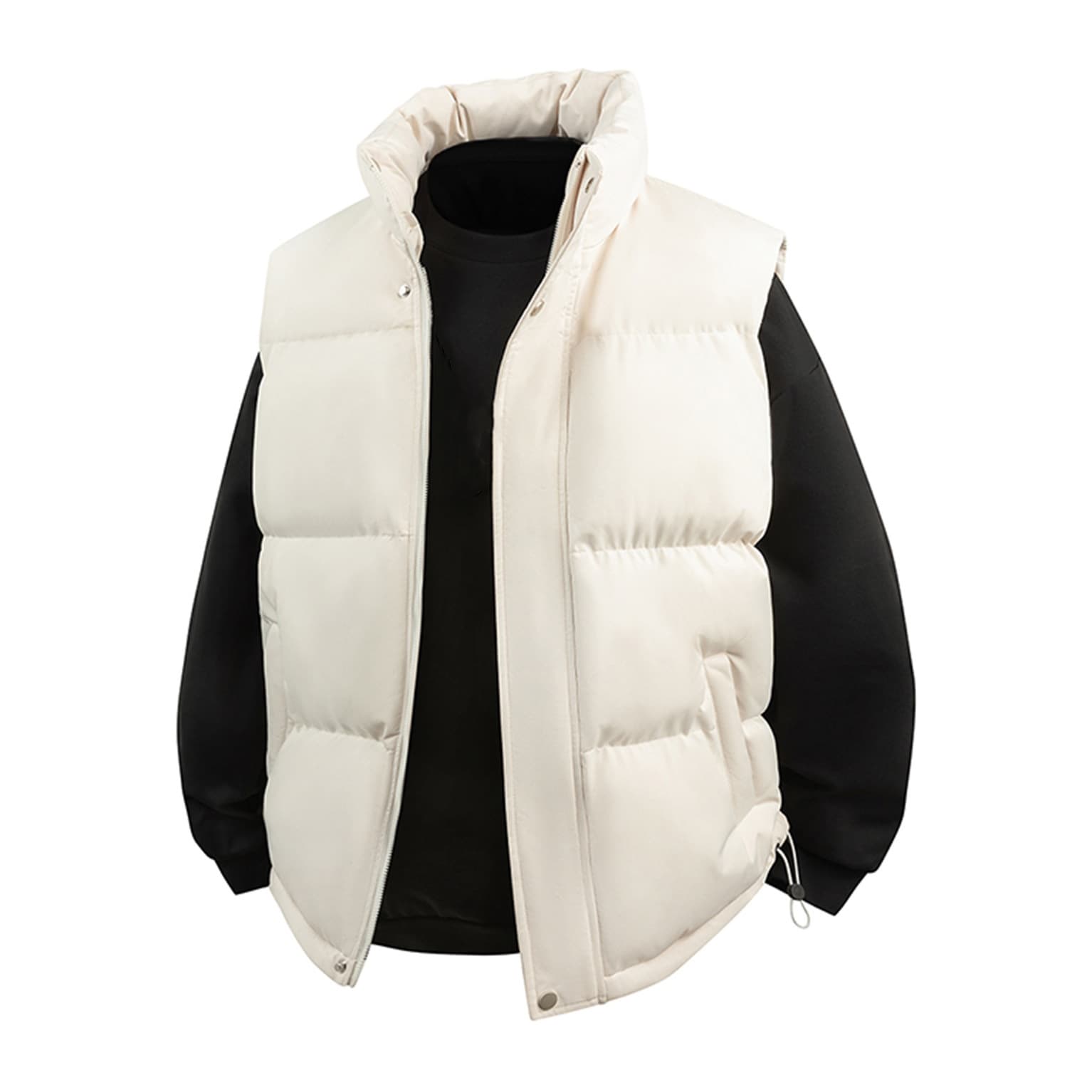 Men's Box-Cut Quilted Vest – Lightweight Winter Puffer Gilet With Stand Collar (S-5XL, Black/Navy/Beige)