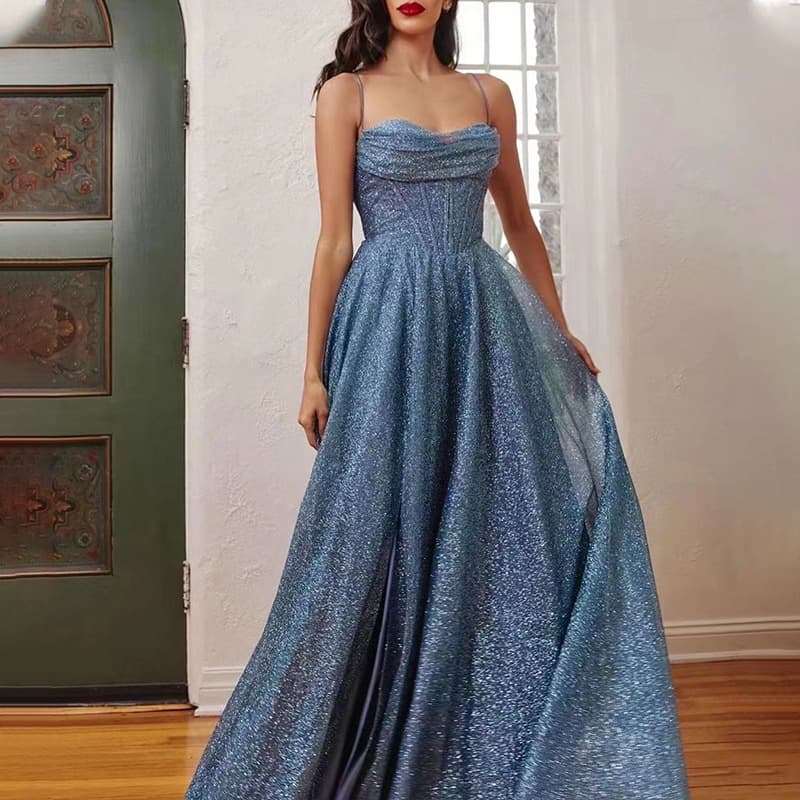 Women's Clothing Long Skirt Sleeveless Tube Top Gold Sprinkled Sexy Suspender Large Swing Dress