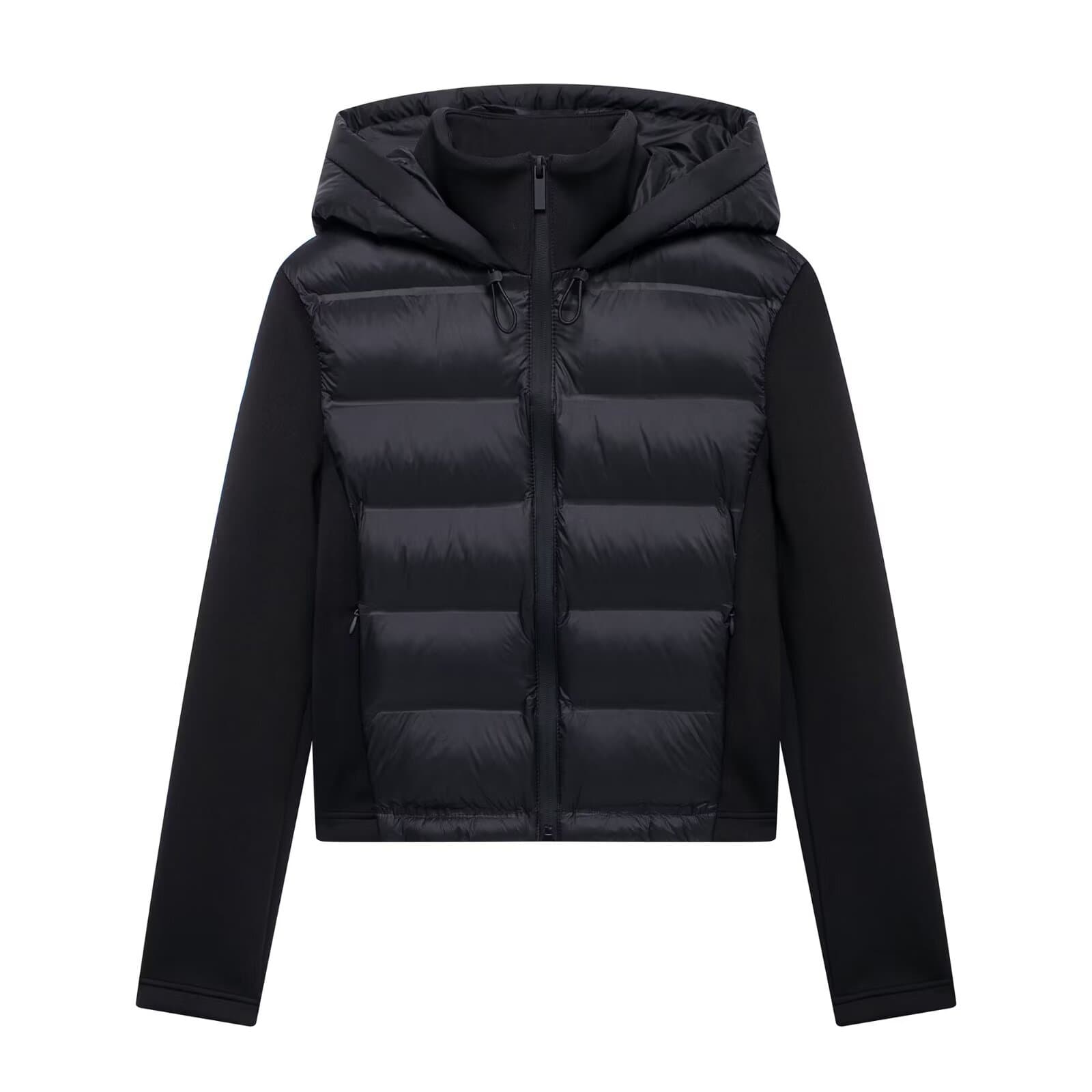 Veste légère à capuche zippée en coton doux et manches longues pour femme, vêtement d'extérieur décontracté et ajusté pour l'automne, noir