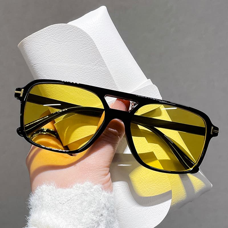 Lightweight Double Beam Ocean Film Sunglasses, New Driving Sunshades, Fashionable Box Sunscreen Sunglasses