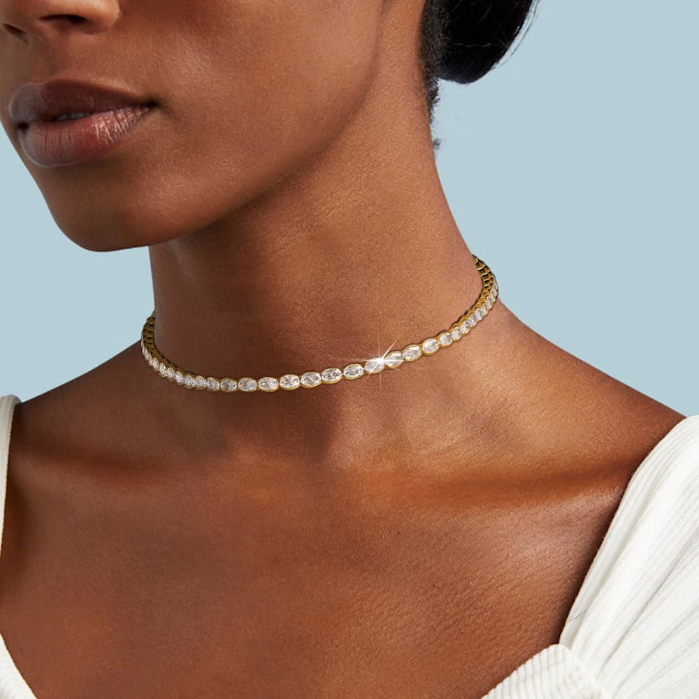 Hip hop egg shaped zircon necklace for men and women street fashion full diamond tennis chain necklace