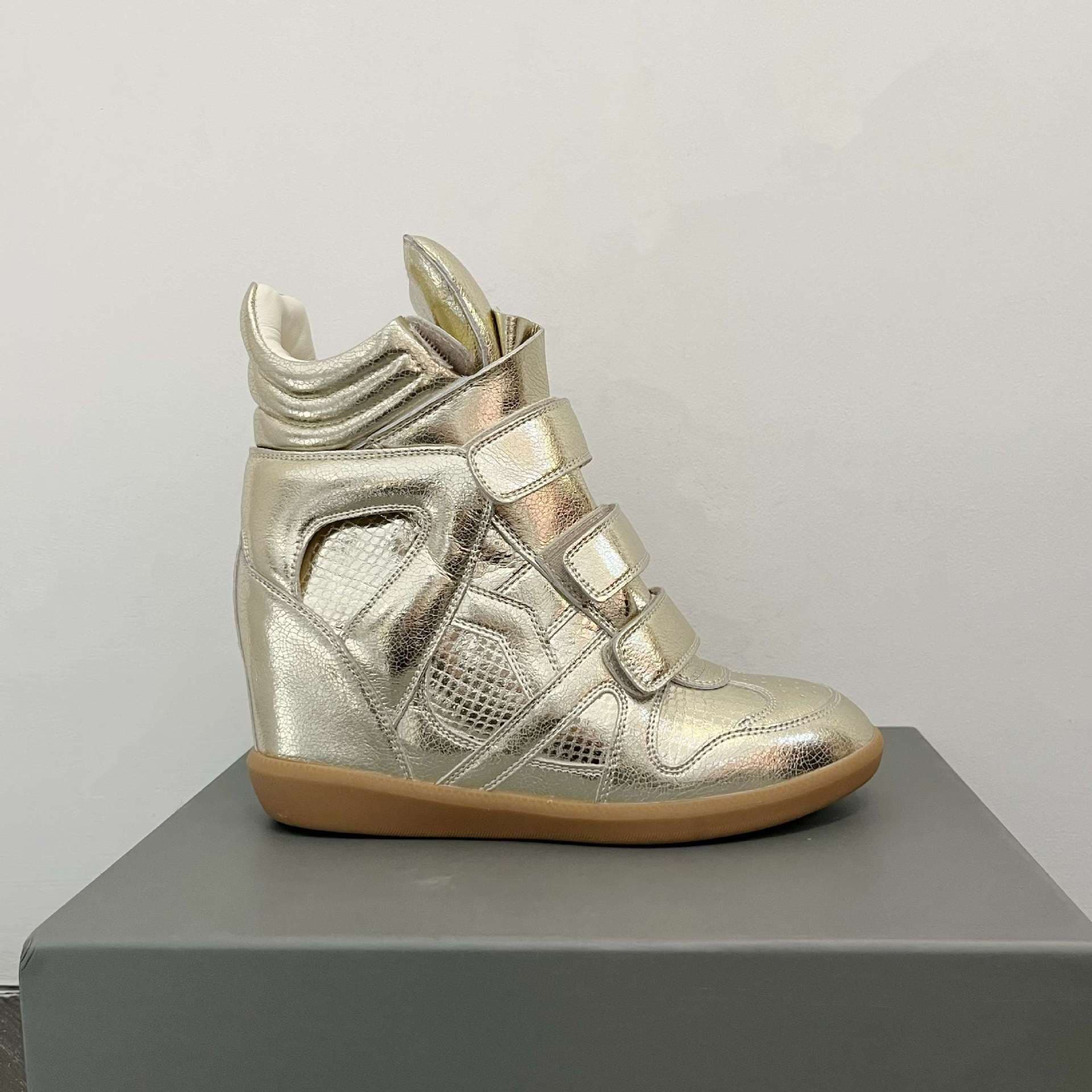 Baskets montantes pour femmes, color block, fermeture velcro, semelle épaisse, chaussures décontractées polyvalentes pour le printemps