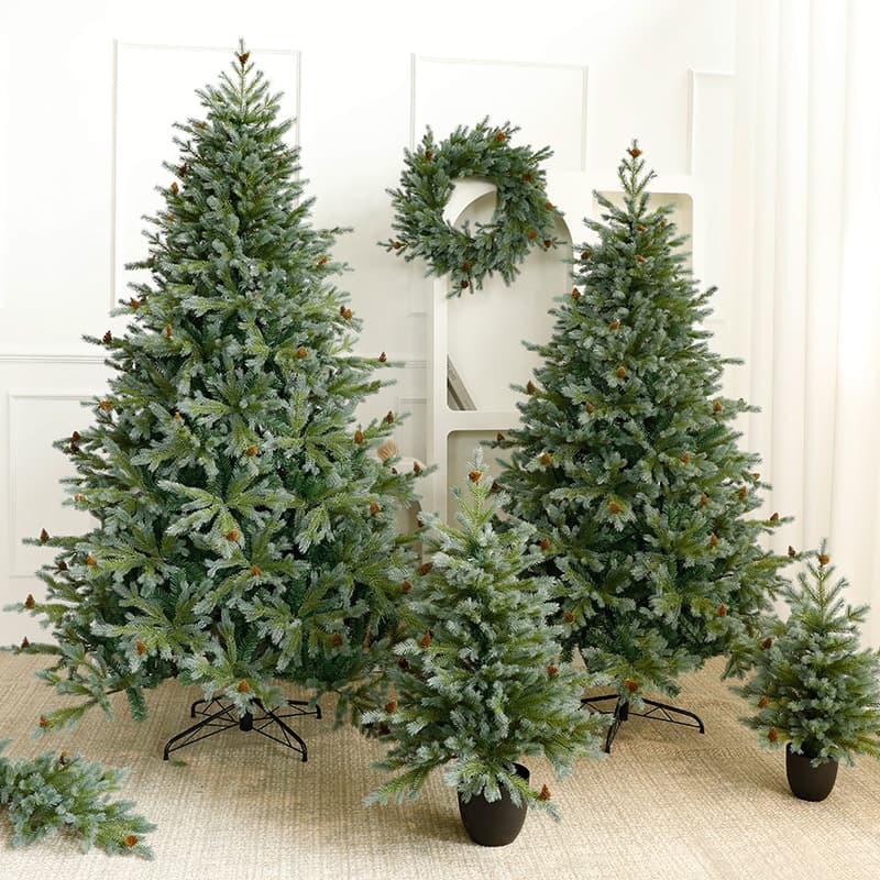 Dual-Tone PE Larch Christmas Tree With Smart Lighting Options - 150cm/180cm/210cm Realistic Holiday Decor (Pre-Wired LED & Natural Look)