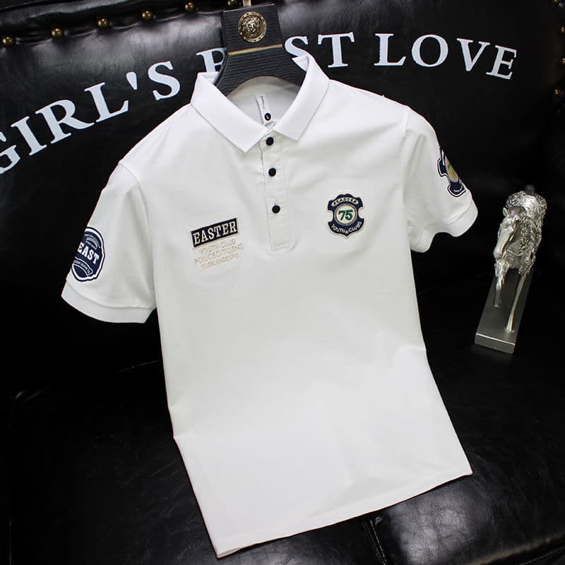 2024 Fashion Trend Casual Versatile Handsome Men's T-shirt Summer New High-end Lapel Trendy Brand Loose Top