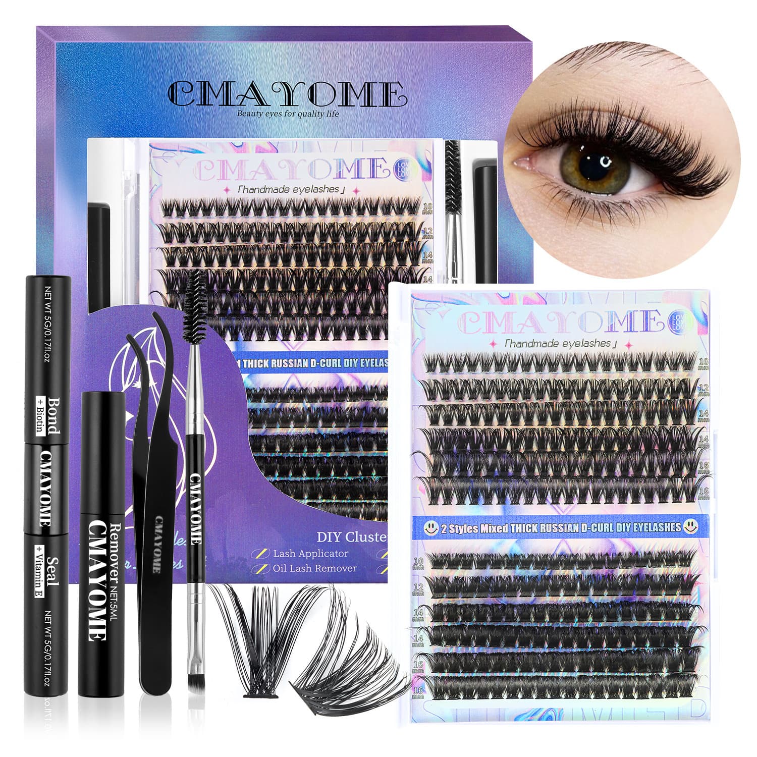 Cluster False Eyelashes Set - Natural Single Cluster, Large Capacity Fluffy Lashes For Lash Extension, Thick Long Lasting Realistic Eyelashes