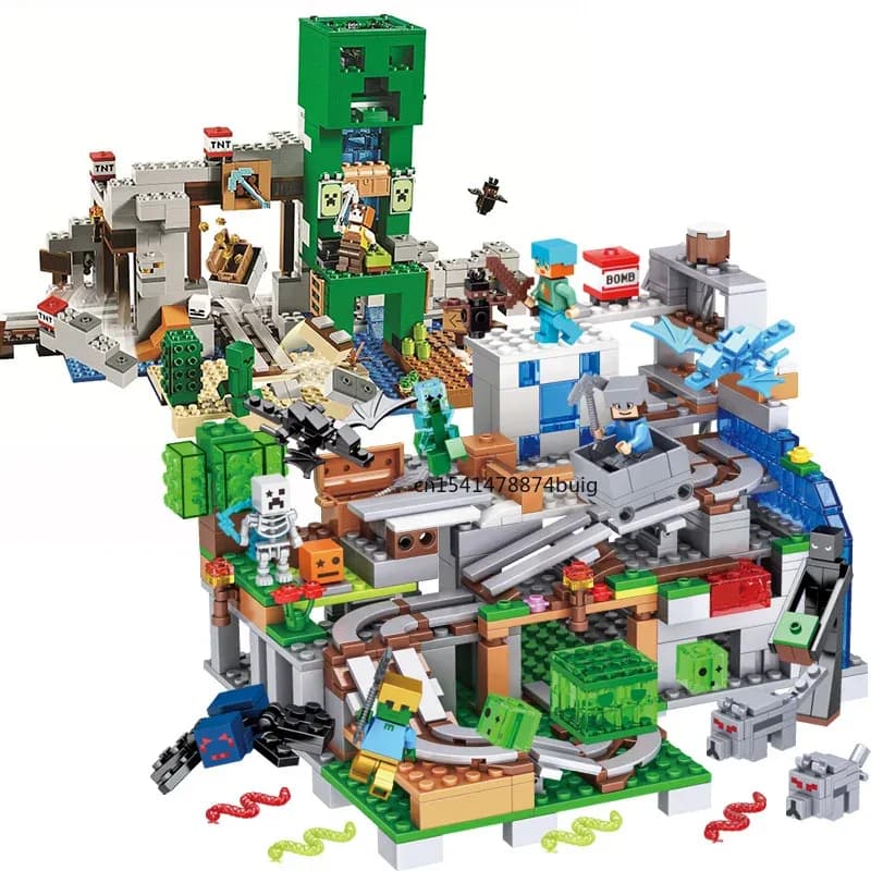 The Mountain Cave Elevator Village Tree Houe Building Block With Figure Compatible 21137 My World Brick Set Gift