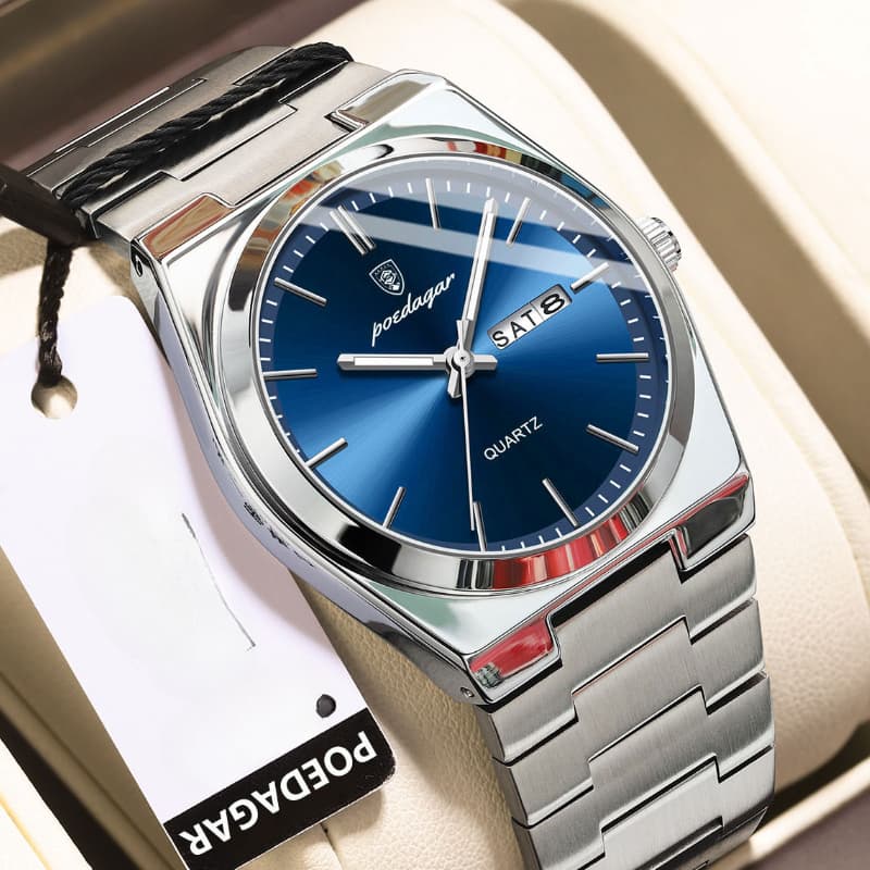 Man Quartz Wristwatch Sport Men Watches Waterproof Luminous Date Week Stainless Steel Men's Watch Male with Box