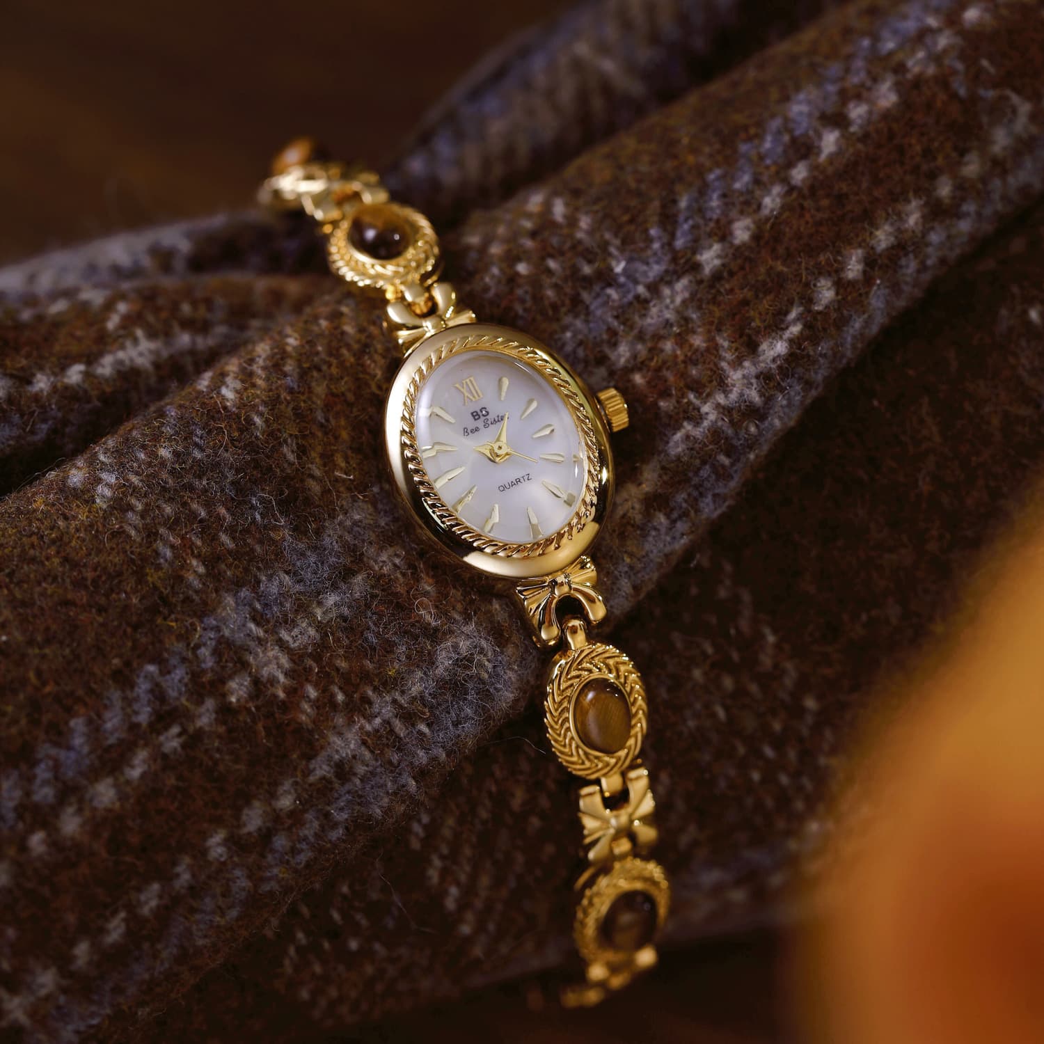 Women Watches Luxury Wristwatches Ladies Natural Tiger Eye Stone Mirad Color Series Premium Female Elegant Clock Women