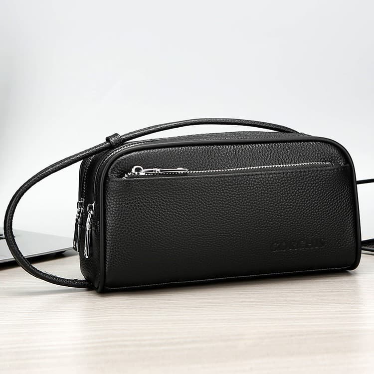 Men's Bags New Men's Cosmetic Bag First Layer Cowhide Clutch Bag Handbag Large Capacity Double Pull Business Men's Bag