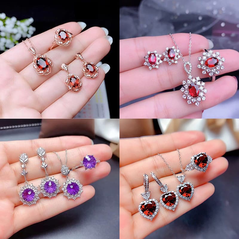 Women’s Jewelry Set Fashion Three-piece Caibao suit Ring High-end Luxury Combination Personality All-match Goddess High-end Sense Live Supply Jewelry