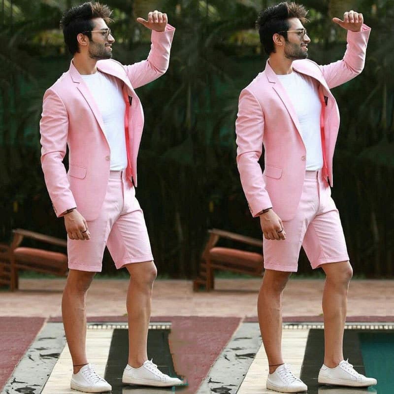 2024 Pink Business Casual Men's Two Piece Set Groom And Best Man Wedding Banquet Suit