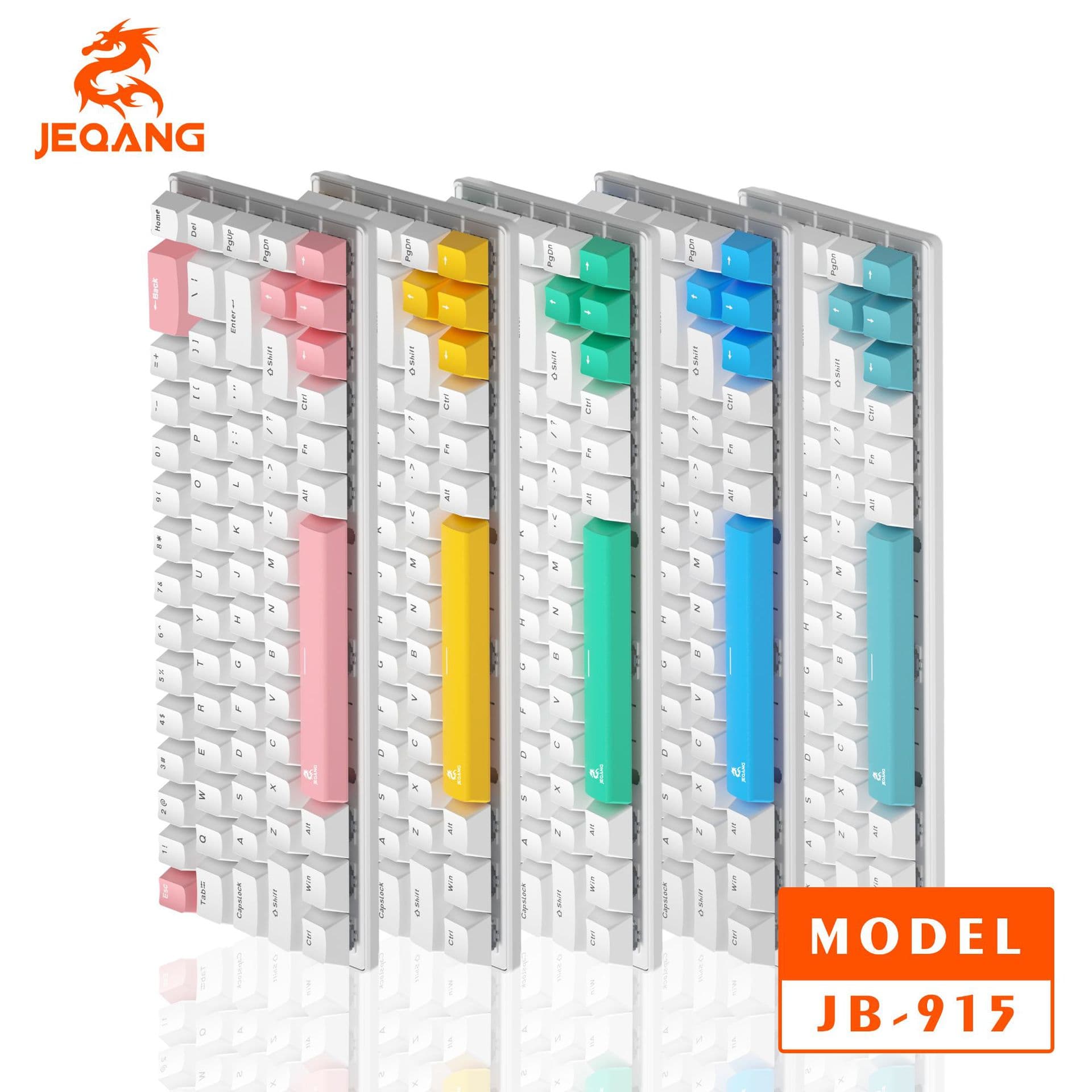 JEQANG JK-915 Bluetooth wireless the third mock examination mechanical backlight display flexible two-color keyboard