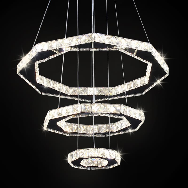 Modern LED Chandelier For Home Iron Ball Crystal Long Shape Decorative Pendant Lights Lighting Function For Living Room Hotel