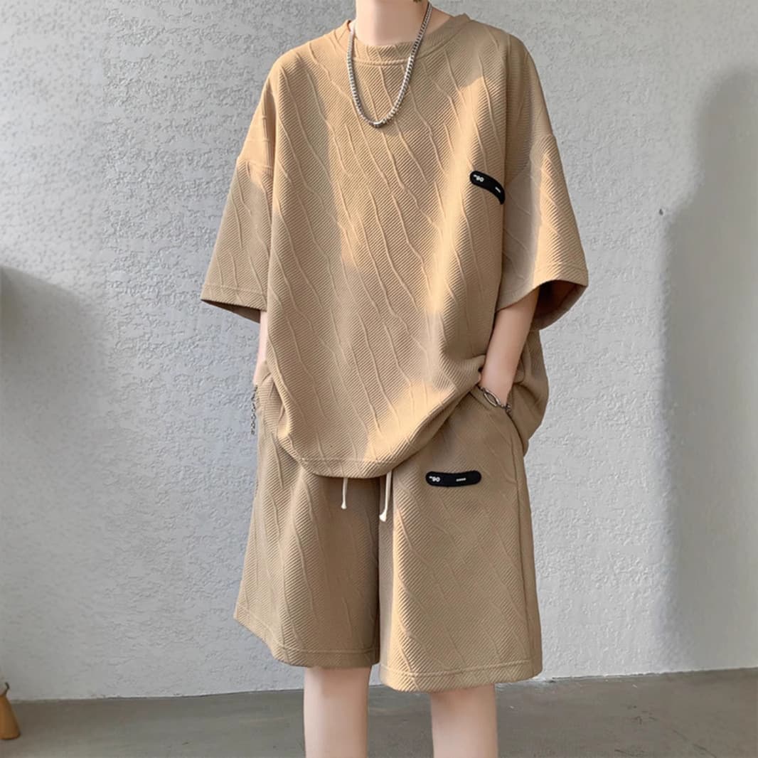 Men's Clothing Fashion Casual Sports Boys Cool Handsome Outfit Suit Temperament Match Handsome A Complete Set Of Short Sleeved Trend
