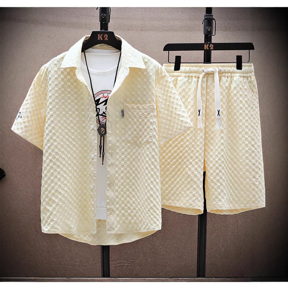 Men's New Short Sleeved Thin Handsome Sportswear Retro Trend Fashion Sports Suit
