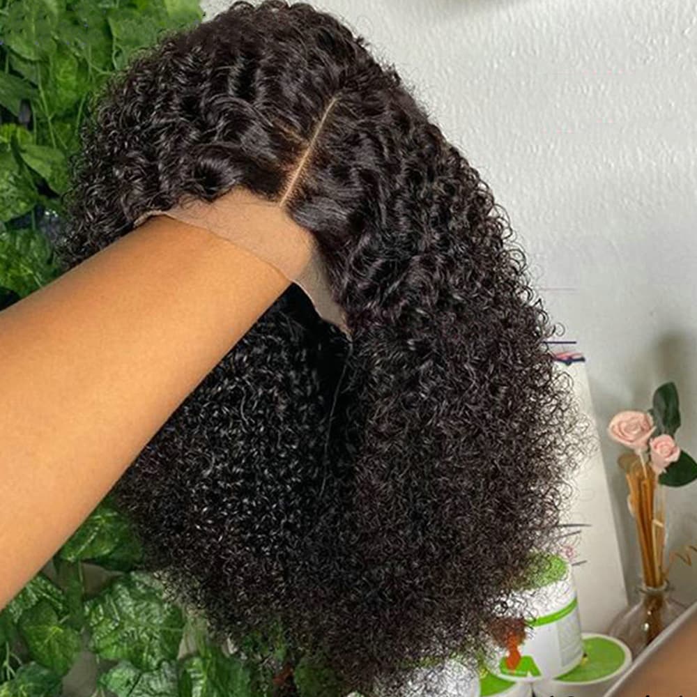 Short Kinky Curly Bob Human Hair Wig Pre Plucked 13x4 Lace Peruvian Curly Human Hair Bob Wigs For Women