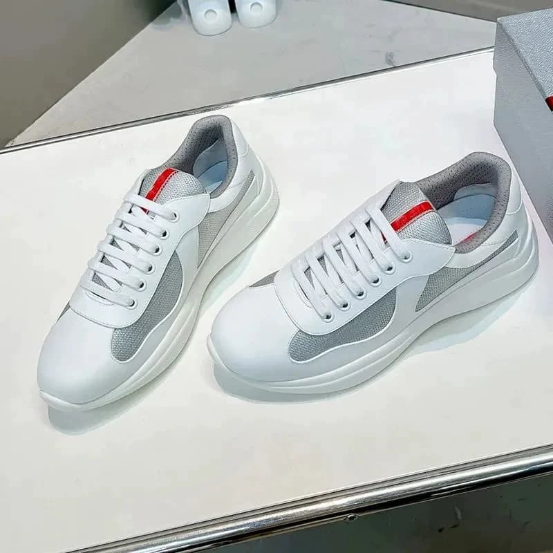 Chaussures de course polyvalentes à tête ronde pour domicile de l'Americas Cup, semelle plate véritable, cuir laqué de haute qualité
