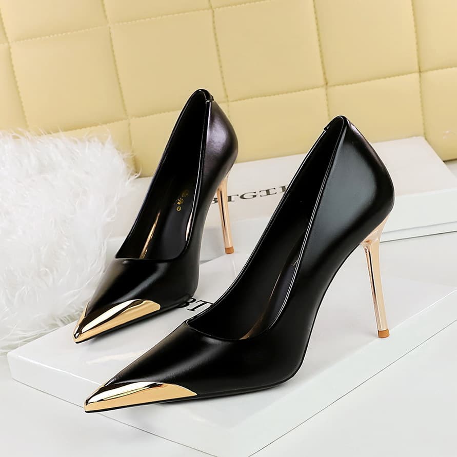 High heels Thin heels high heels shallow metal pointed shoes for women