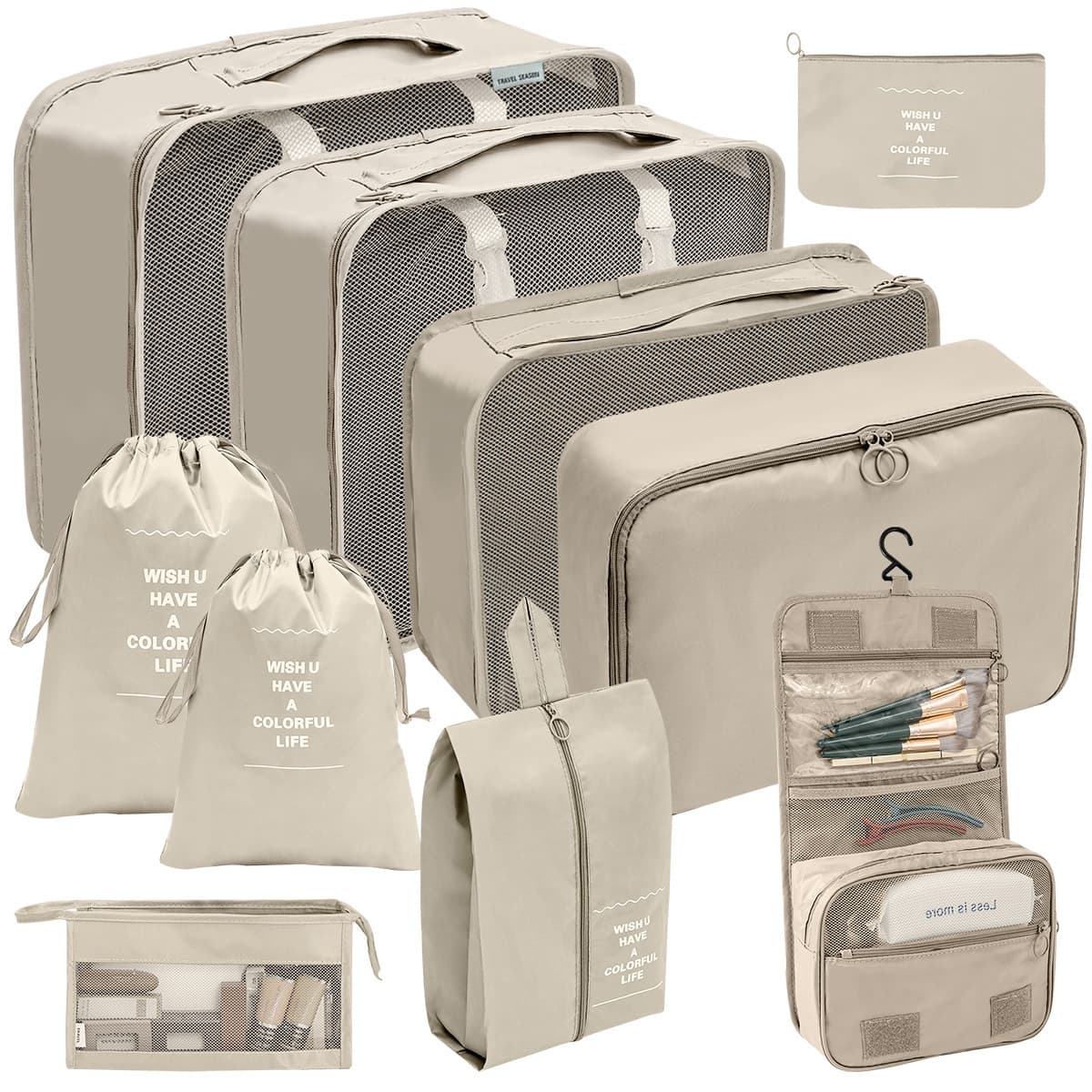 Storage Bags Travel Eight Piece Suit Clothes Shoes Cosmetic Toiletries Luggage Bag