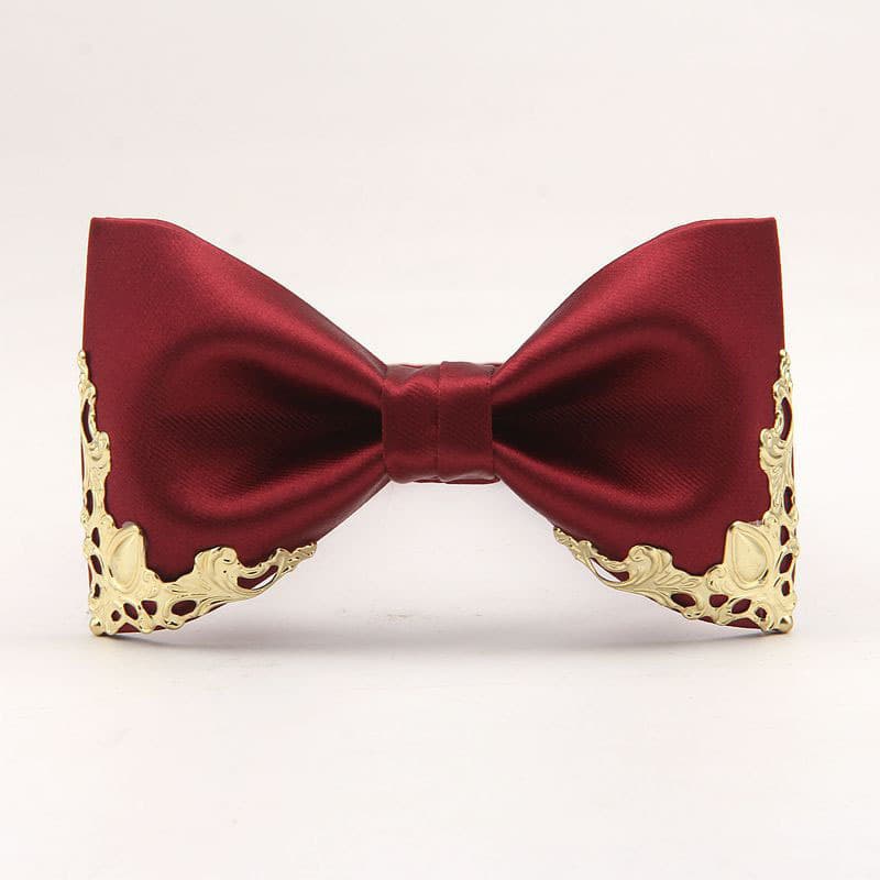 Unisex Fashion men wedding wedding groom metal edge bow tie Ethnic palace style master banquet bow tie