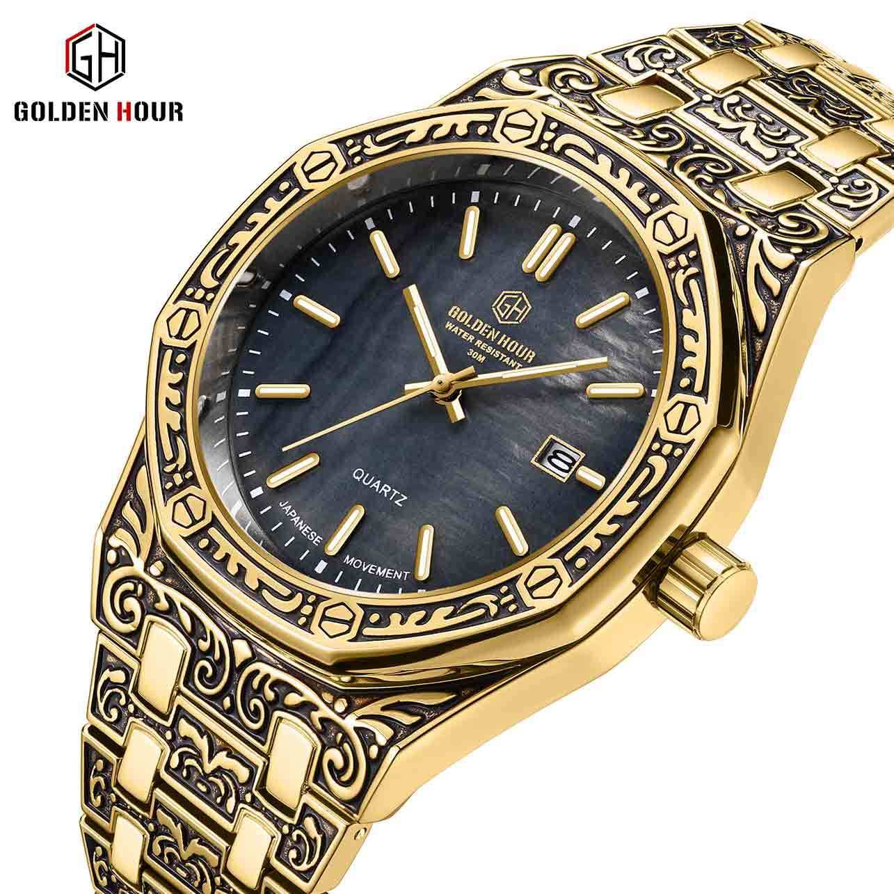 Spiral Crown Round Mechanical Men's Black Casual Watch