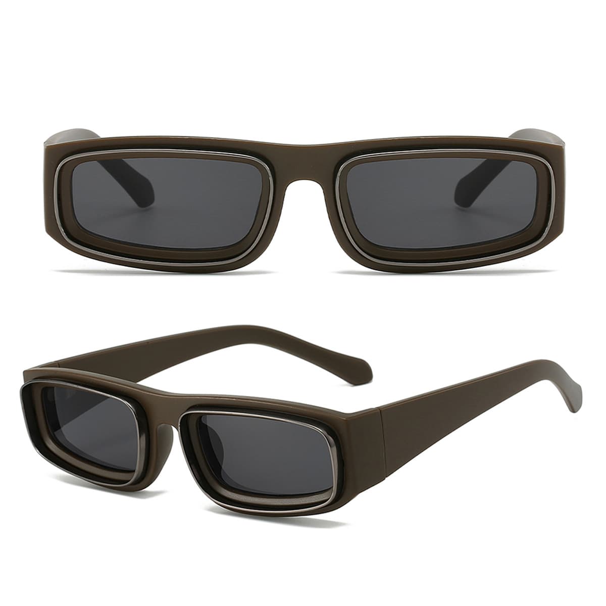 Men's Sunglasses Fashion Small Square Frame Sunglasses Metal Plastic PC Mixed Rectangular Personality Wide Leg Sun Protection Sunglasses For Women