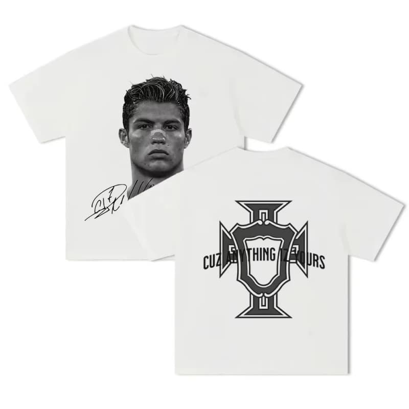 T-shirt homme 100% coton, taille européenne, Cristiano Ronaldo, superstar du football