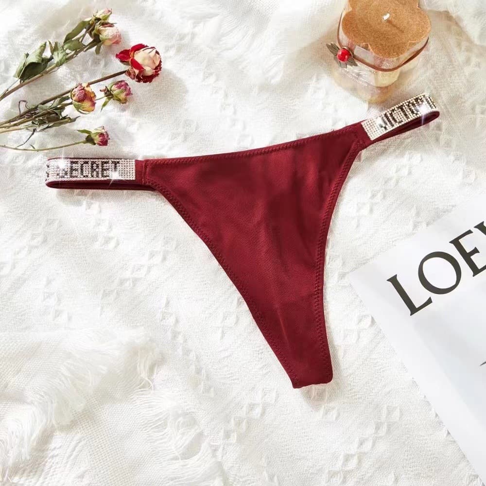 Sans couture VS lettre Glitter G String String culotte femme