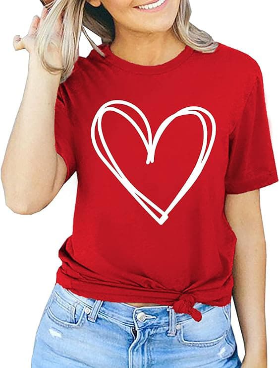 Valentine's Day romantic short-sleeved large size T-shirts for couples gradient love LOVE printed tops,
